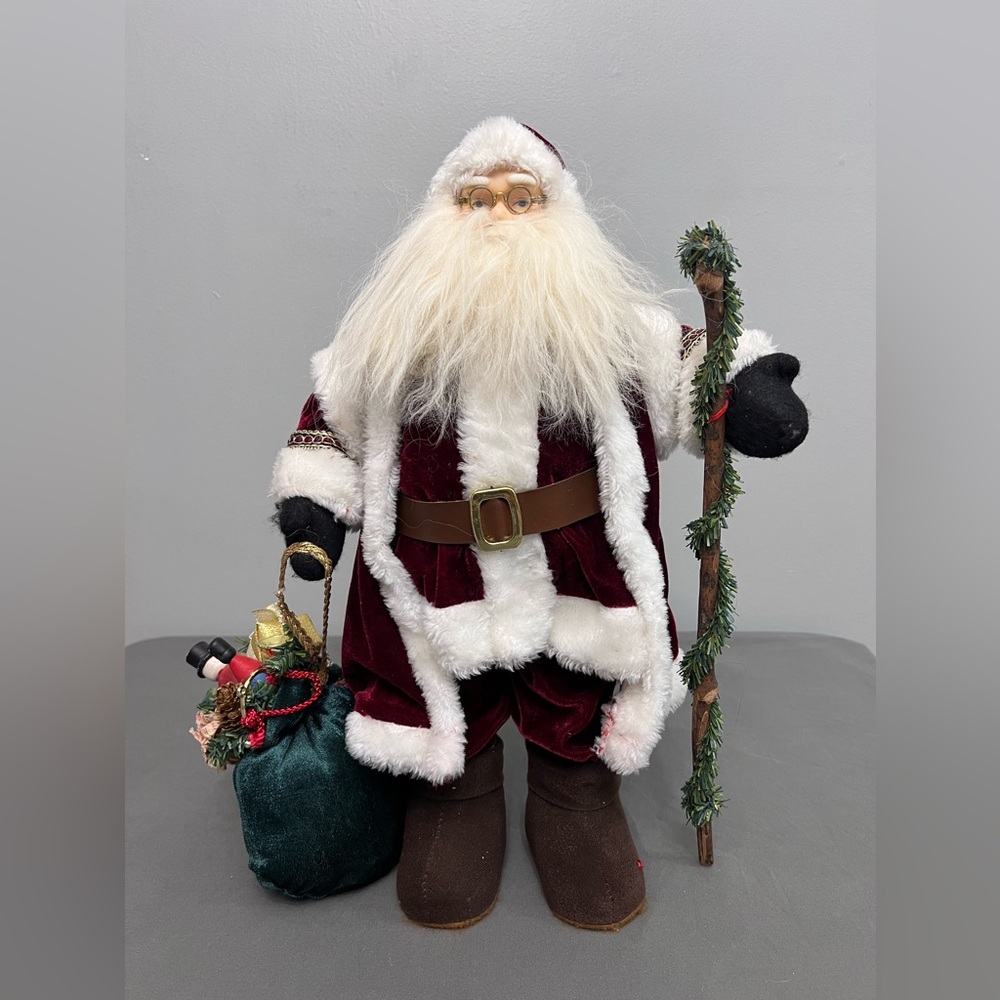 The Museum Company Standing Santa W/ Toy Bag & Staff 18”